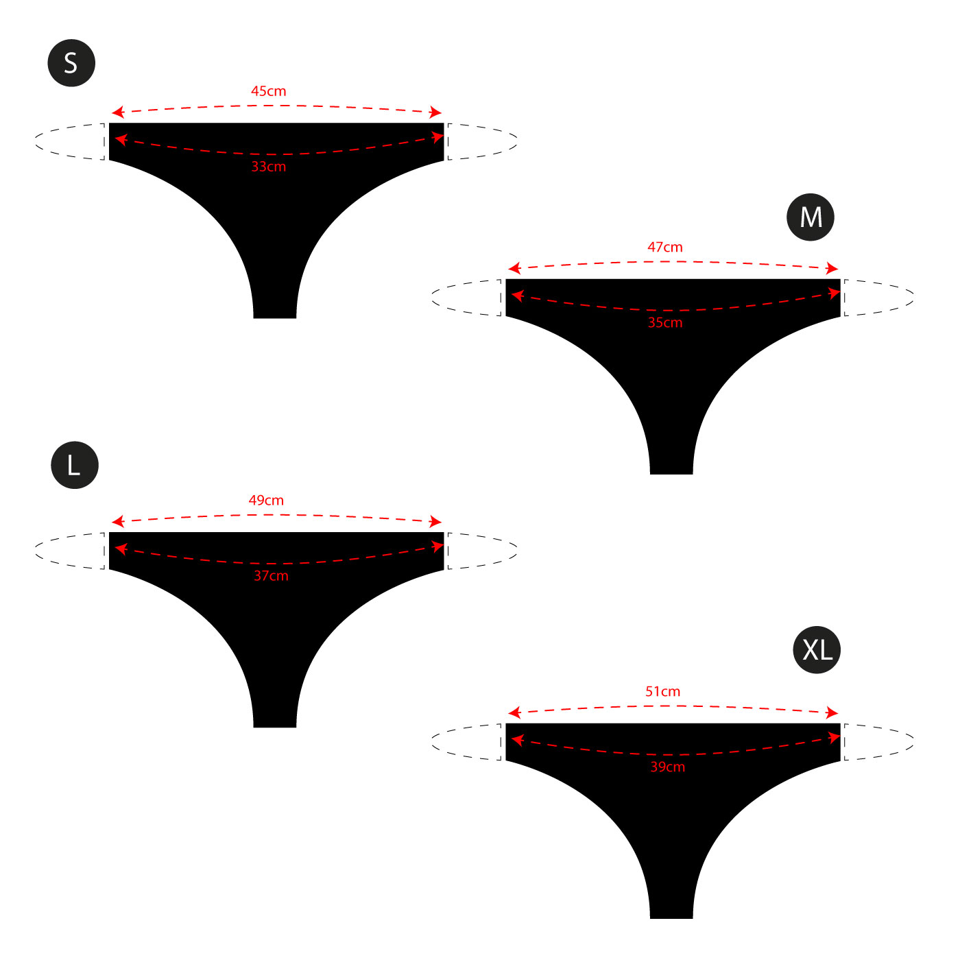 Tie Side Bottom Size Guide